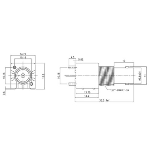 XBL-1022-NBAA - PCB Top Entry BNC Bulkhead Socket