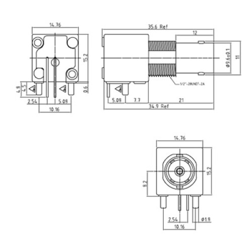XBL-1045-NGAW - PCB Right Angle Mounted Bulkhead Connector