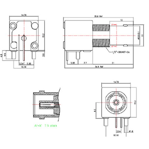 XBL-1047-NGAY - PCB Right Angle Mounted Bulkhead Connector with Screen
