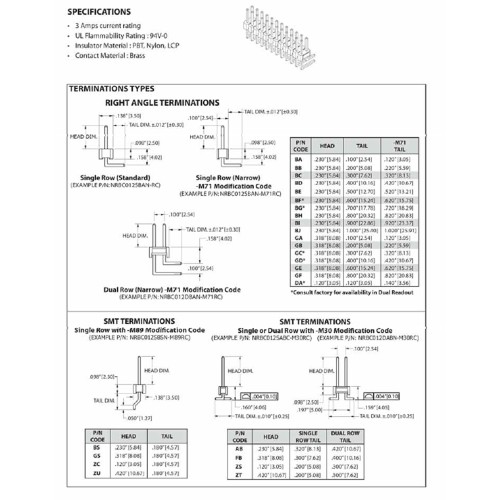 Card Edge Header 2.54mm [.100"] Contact Centres, Male Breakaway Header