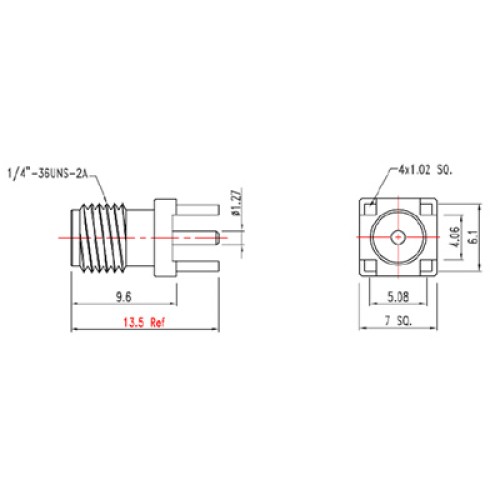 XCT-6007-GGAW - Top Entry PCB Mounted SMA Socket